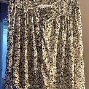 Floral Print Smocked Blouse - Multicolor